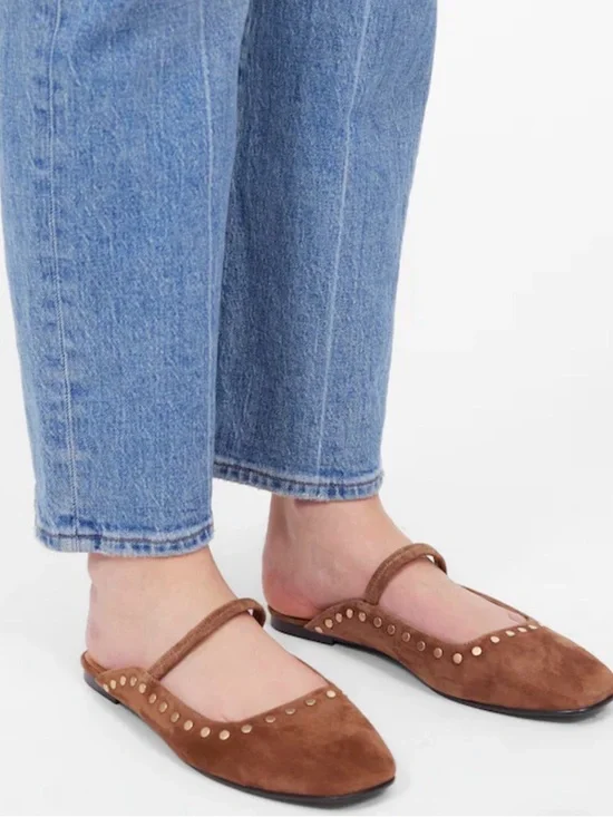 MADEWELL 9.5 The Greta suede stud Ballet Flat Mule nu882 - Picture 2 of 6